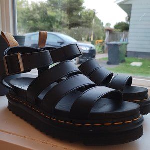 Dr. Martens Vegan Blaire Women's Felix Gladiator Sandals in Black Felix Rub Off